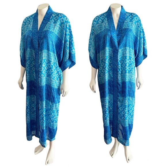 Oscar de La Renta Persian Scroll Caftan Blue Small - Picture 1 of 15